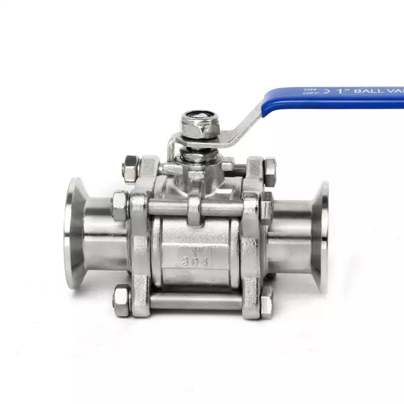 Sanitary Pneumatic Straight 3-Piece Ball Valve